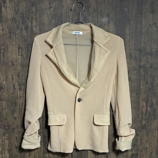 C22◇ZUCCA | ズッカ テーラードジャケット ライトベージュ レディース Mサイズ 中古品拍卖