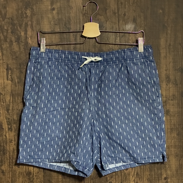 C31◇TOPMAN | トップマン 総柄 ハーフパンツ インディゴブルー×ホワイト メンズ 34(US)サイズ 中古品拍卖