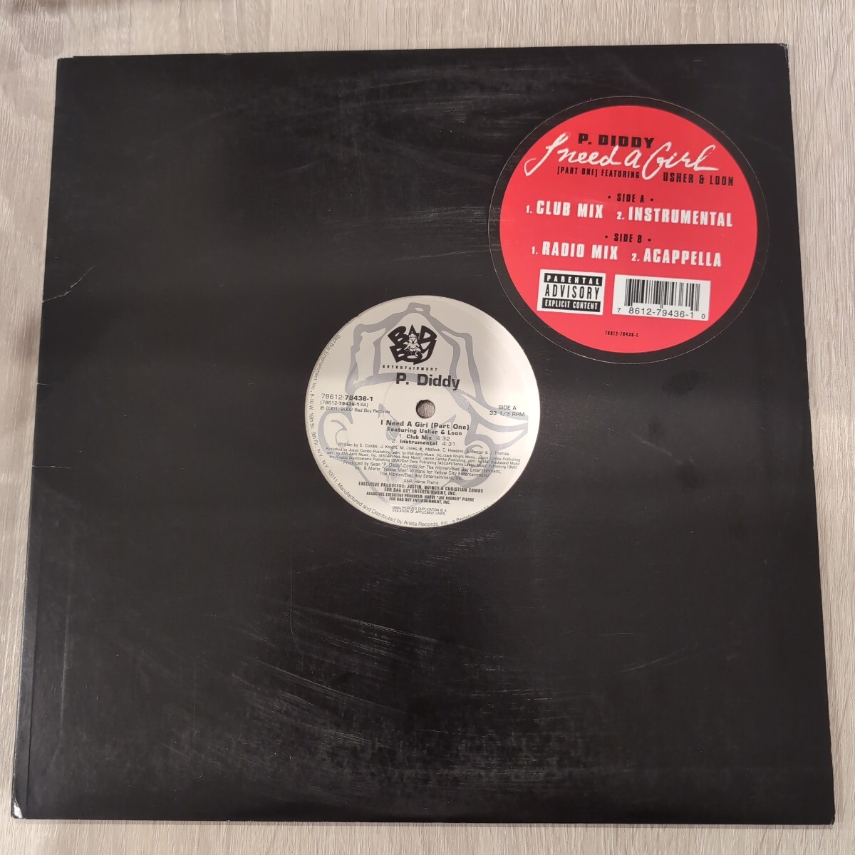 P Diddy featuring Usher & Loon「I need a girl (part one)」12inchレコード 2001年 ★★hip hop rap DJ御用達拍卖