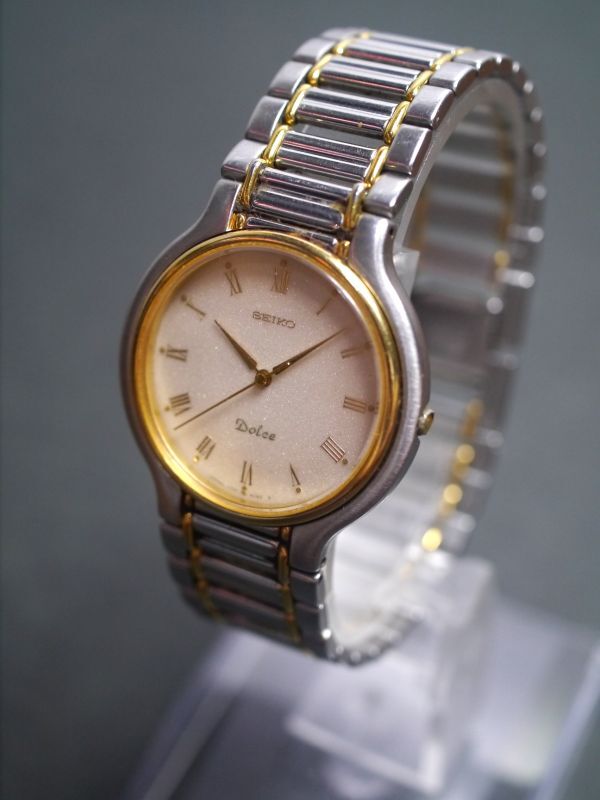 セイコー SEIKO ドルチェ DOLCE クォーツ 3針 純正ベルト 7741-6050 男性用 メンズ 腕時計 ab681 稼働品拍卖
