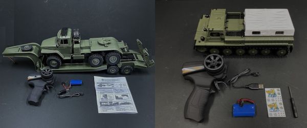 WPL 2.4GHz 1/16 RTR B36-3 6WD ミリタリートレーラーラジコン ☆E-1 クローラー式輸送・牽引トラックラジコン GAZ-71【完成品2台セット】拍卖