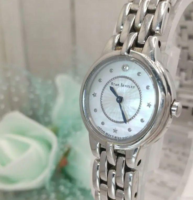 稼動品 スタージュエリー ソーラー 腕時計 シェル文字盤 レディース拍卖