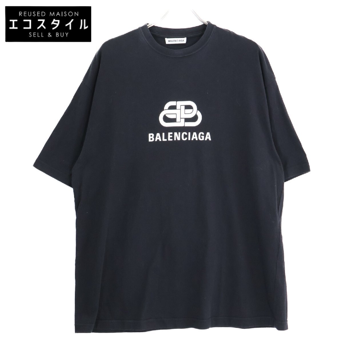 国内正規/ BALENCIAGA バレンシアガ 570813 BBロゴ 半袖Tシャツ/ トップス M ブラック メンズ拍卖