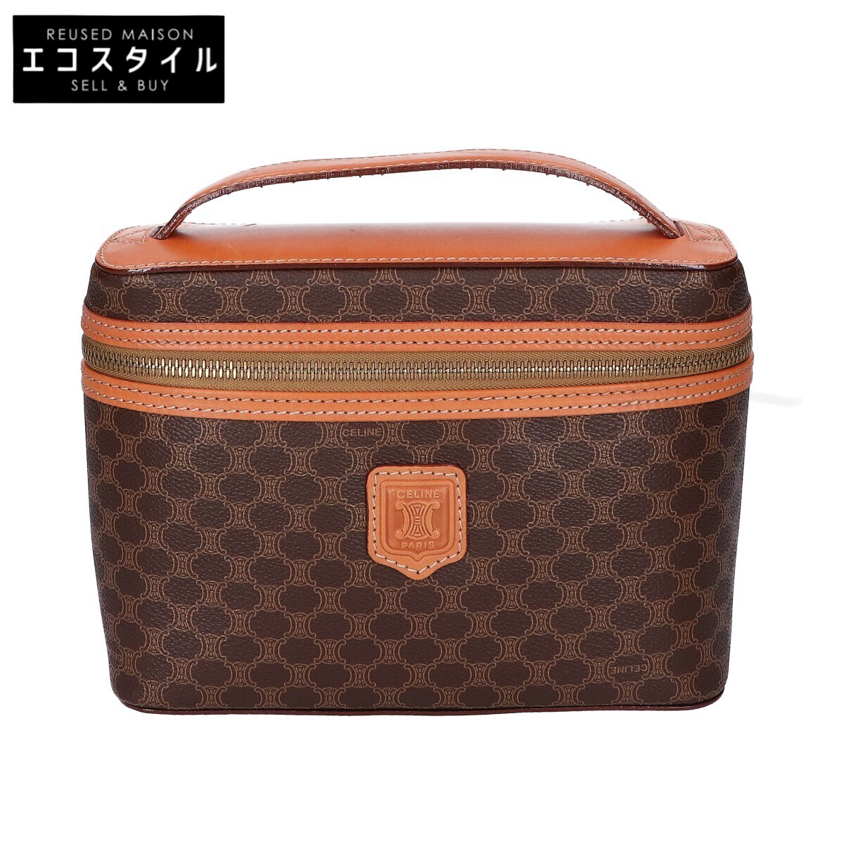 CELINE セリーヌ MC96 マカダム ミニバニティ ハンドバッグ ブラウン レディース拍卖