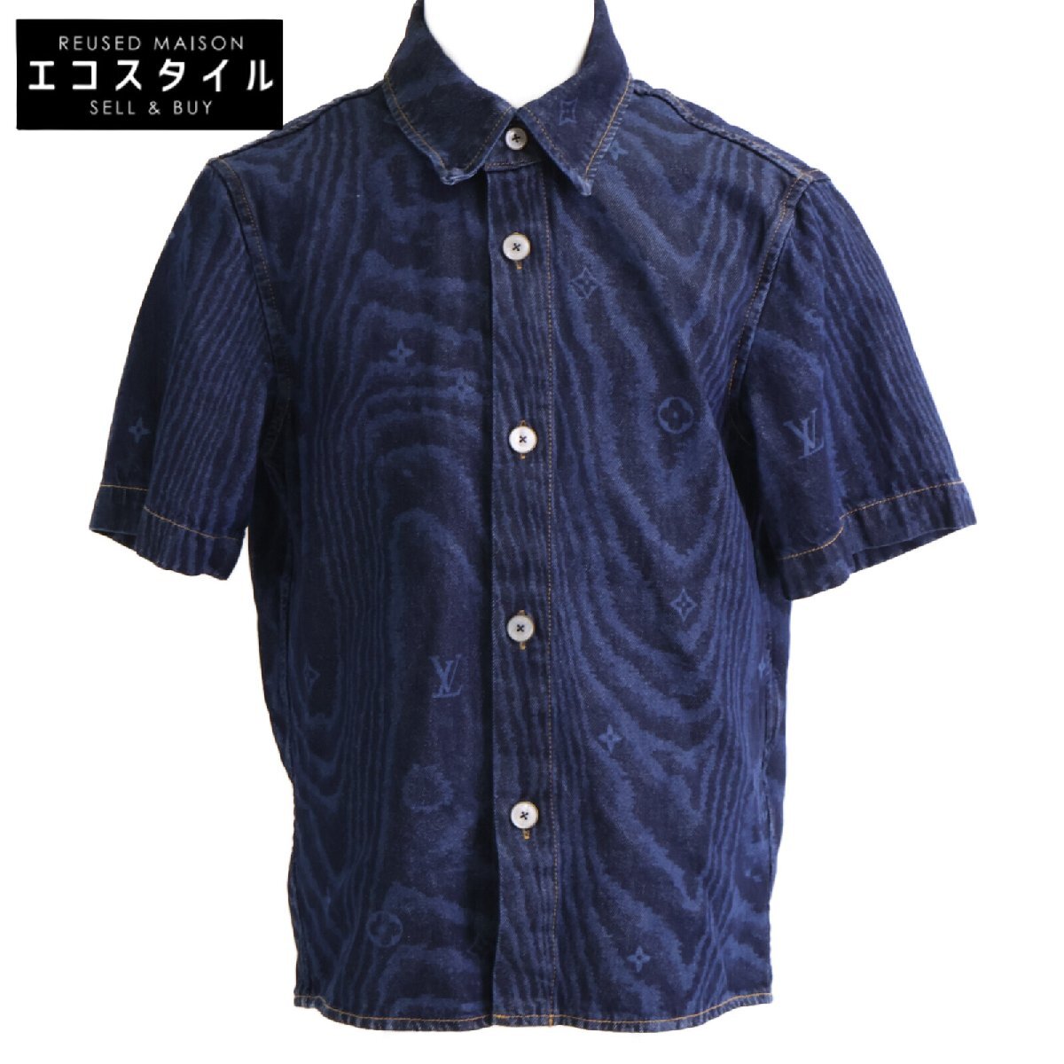 美品 国内正規 LOUIS VUITTON ルイヴィトン 25SS RM252MM VON HTS17W 1AHVVJ モノグラム ショートスリーブ デニムシャツ M メンズ拍卖