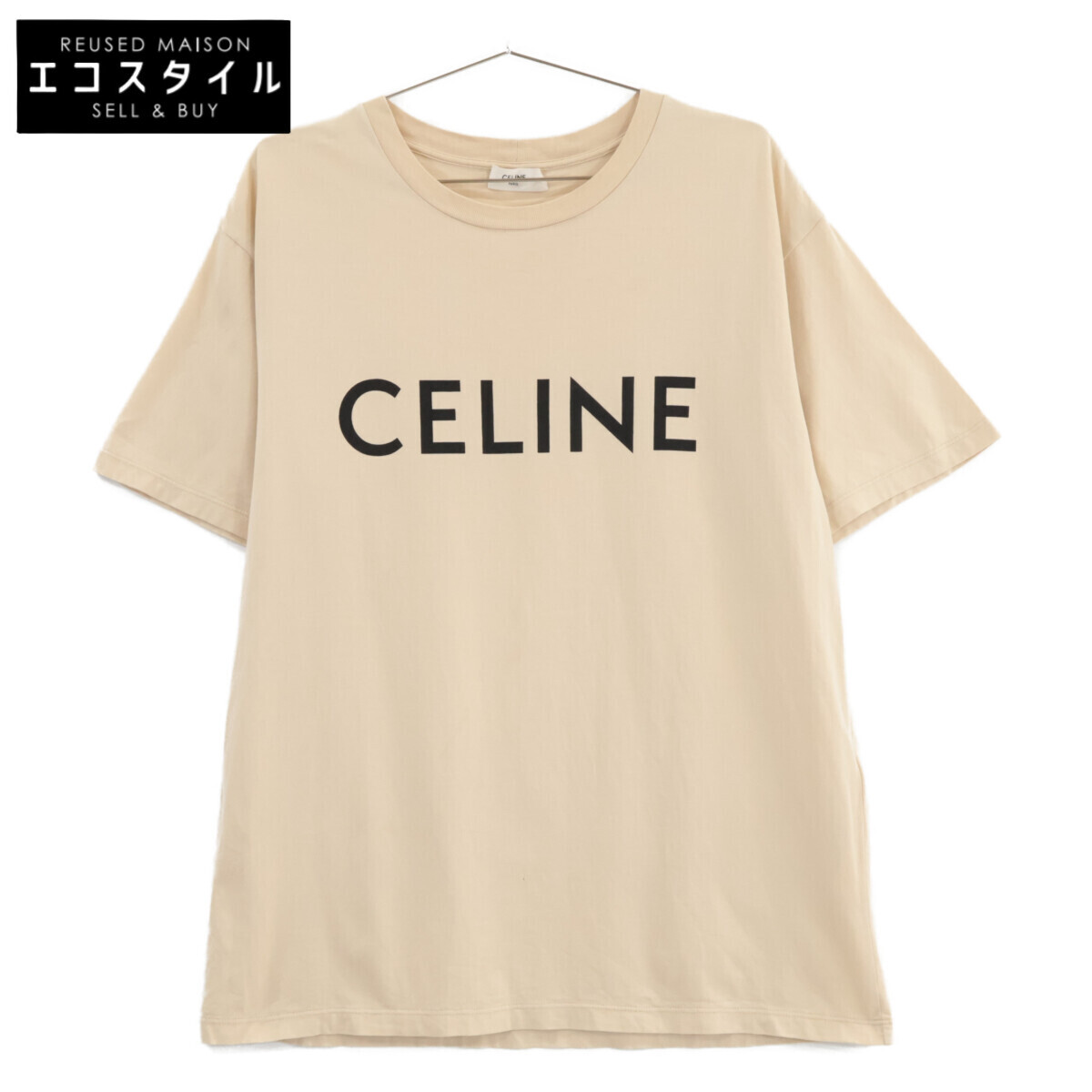 CELINE セリーヌ ベージュ 2X681671Q コットン ロゴ 半袖Tシャツ ベージュ XS トップス コットン メンズ 中古拍卖