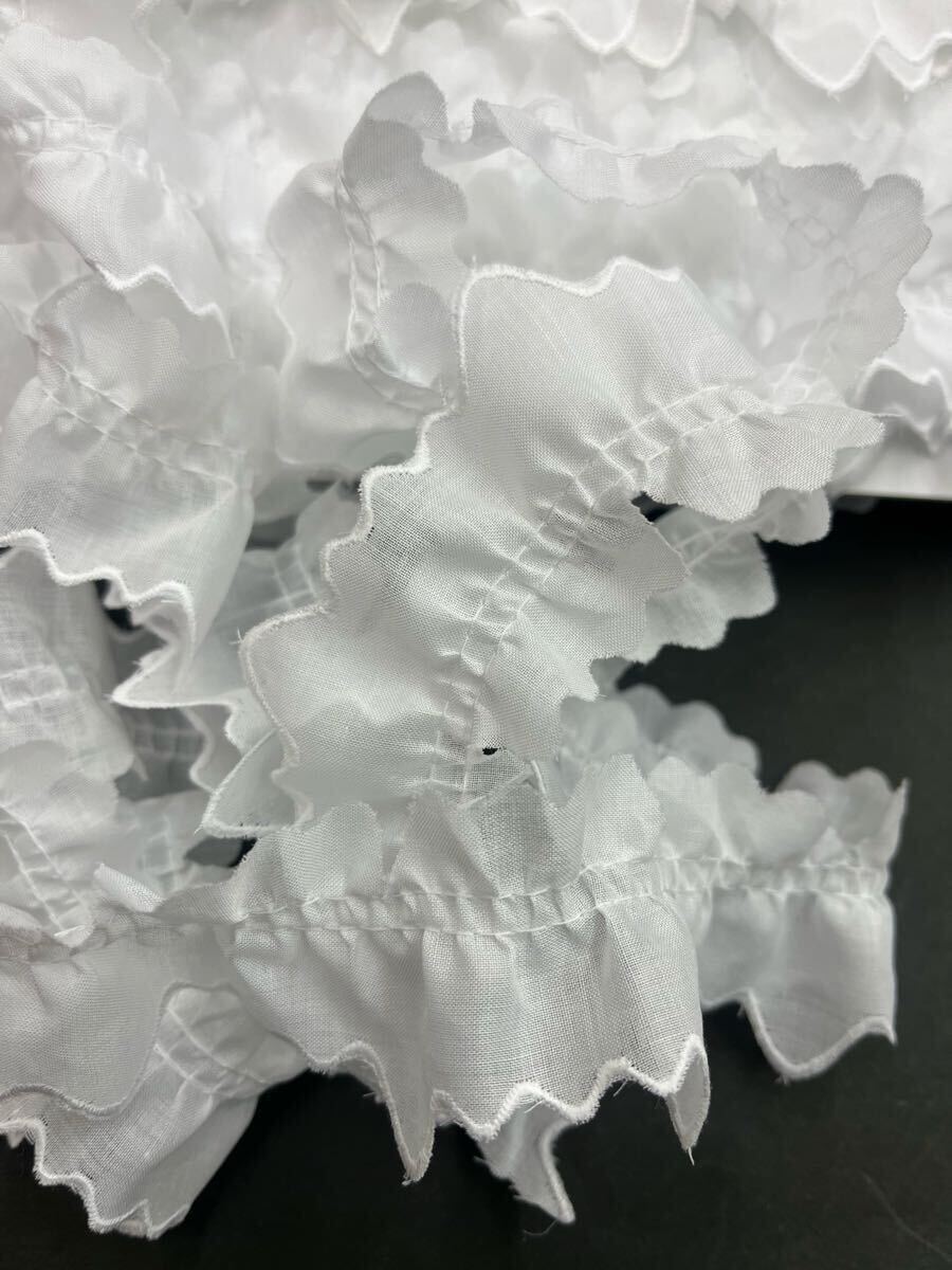 ◯(NT045-2)1反売りー約5㎝巾の白の綿フリルレース(10m)拍卖