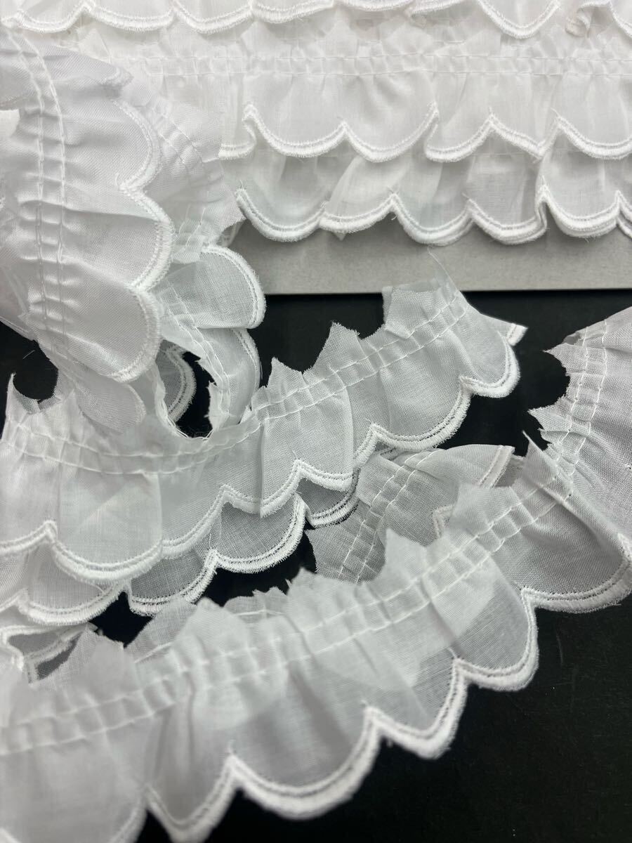 ◯(NT048-2)1反売りー約4㎝巾の白の綿フリルレース(10m)拍卖