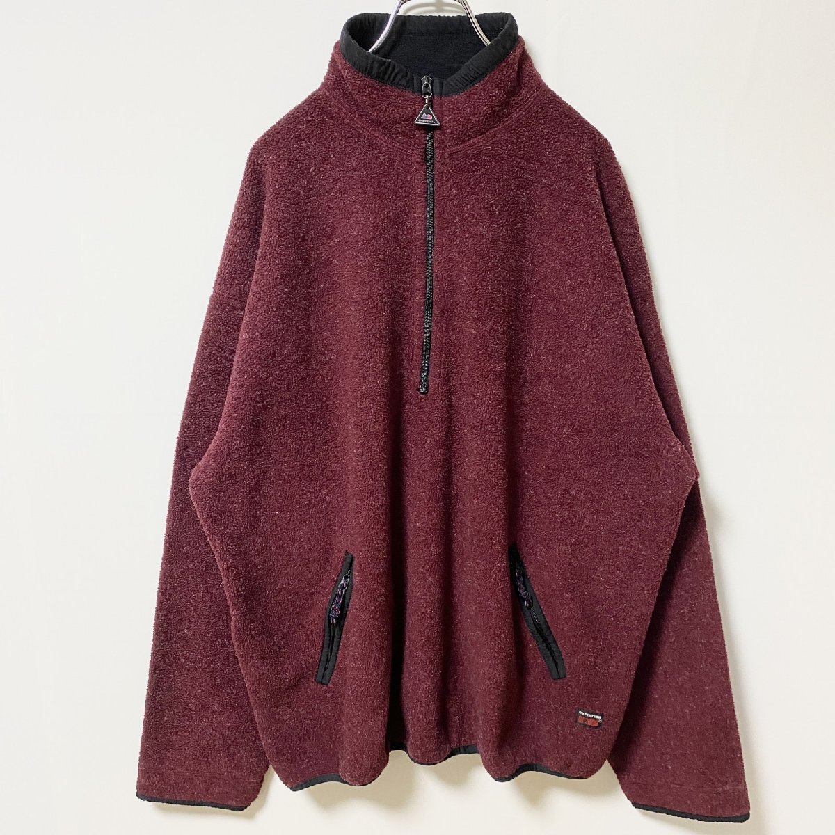 古着 used ~90s Outersport ハーフジップフリースジャケット プルオーバー 赤 オーバーサイズ XLサイズ拍卖
