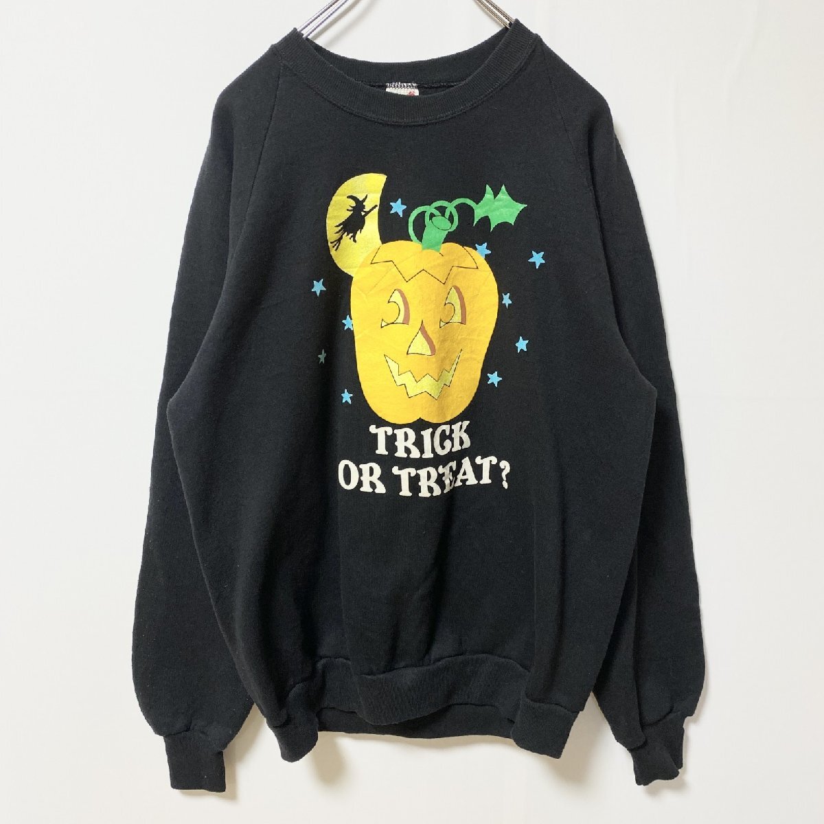 古着 used 80s~ JERZEES  長袖ラグランスリーブプリントスウェット トレーナー ヴィンテージ 黒 XLサイズ拍卖