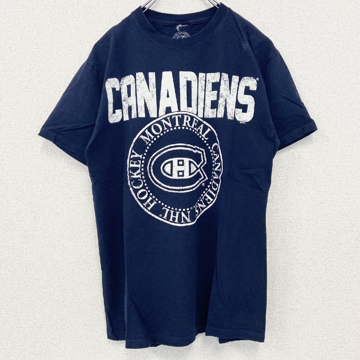 古着 used NHL 半袖プリントTシャツ アイスホッケー モントリオール・カナディアンズ ネイビー 紺 レトロ Mサイズ拍卖