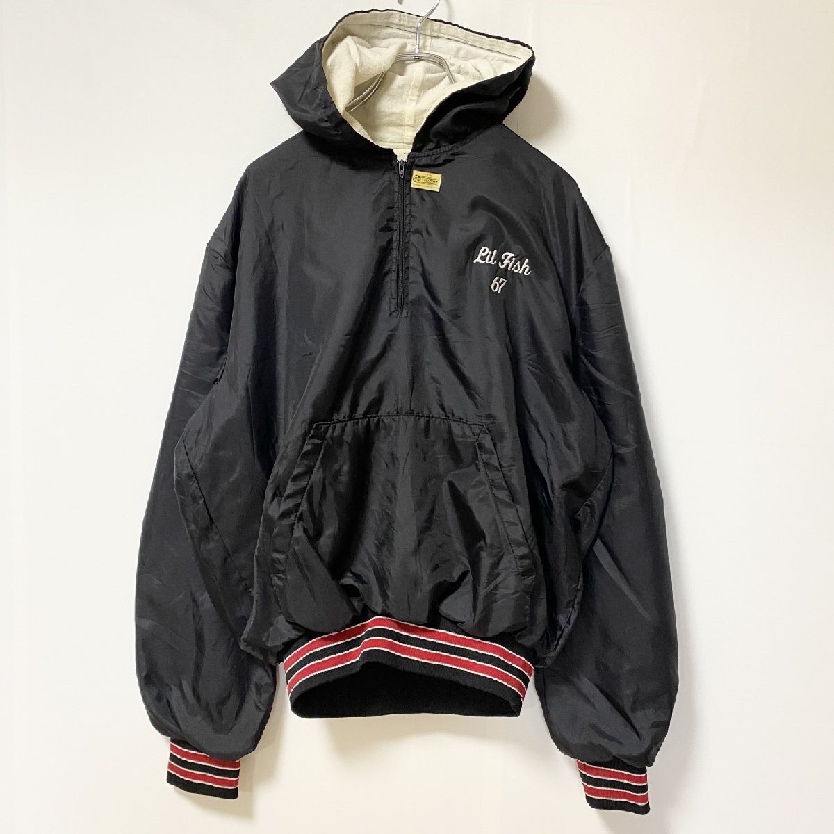 古着 used ~90s Holloway ハーフジップナイロンジャケット アノラックパーカー ヴィンテージ 刺繍 黒 Mサイズ拍卖