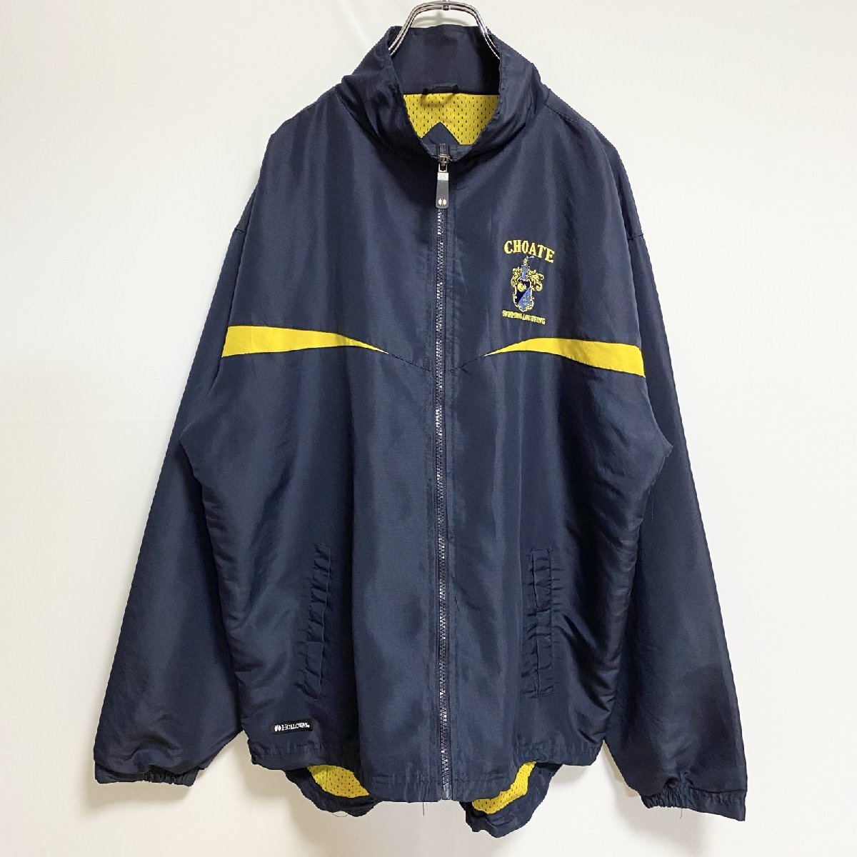 古着 used Holloway 長袖ハイネックナイロンジャケット ワンポイント刺繍 バックプリント CHOATE 黒 Lサイズ拍卖