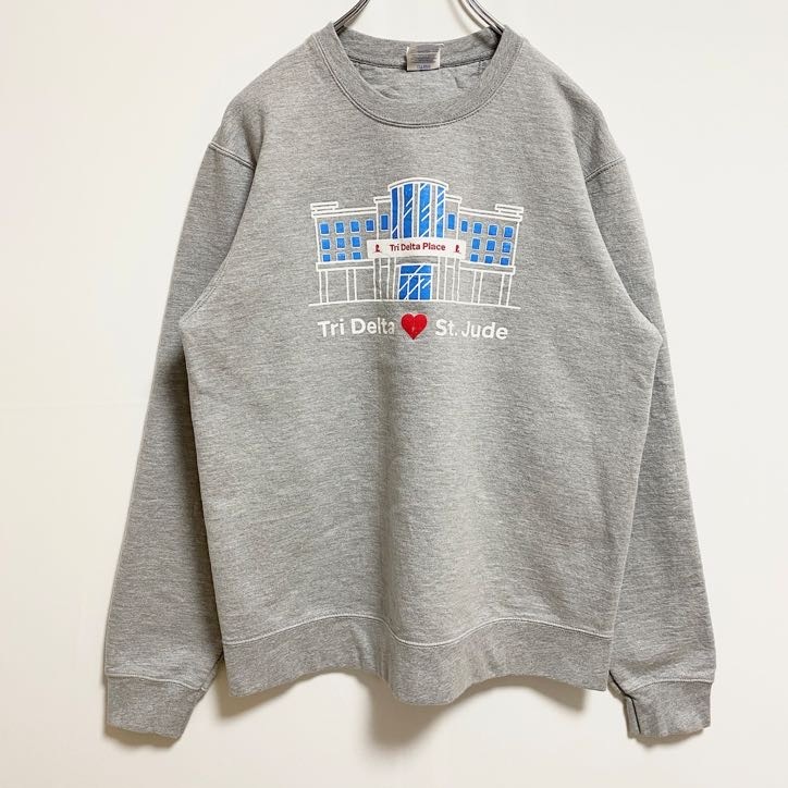 古着 used PORT&COMPANY 長袖プリントスウェット トレーナー クルーネック グレー 秋冬服 Mサイズ拍卖