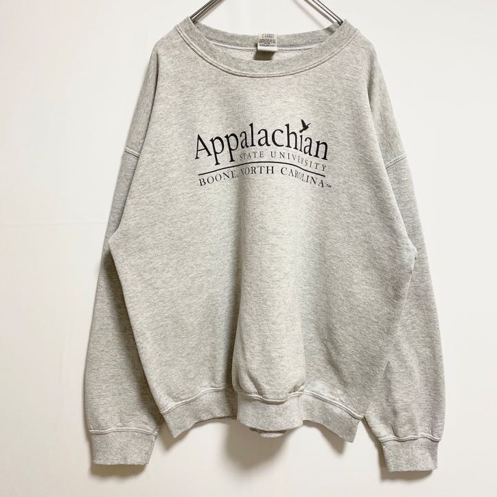 古着 used GILDAN 長袖カレッジプリントスウェット トレーナー アパラチア州立大学 グレー ヴィンテージ XLサイズ拍卖