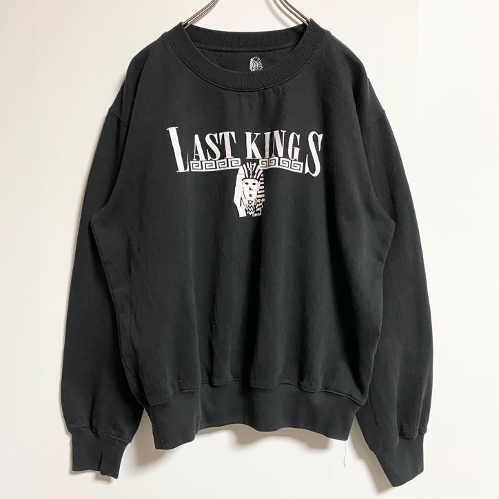 古着 used GILDAN ギルダン LAST KINGS 長袖プリントスウェット トレーナー 黒 ブラック 秋冬服 Lサイズ拍卖