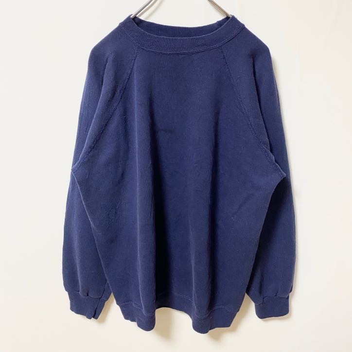 古着 used 80s Hanes ヘインズ ラグランスウェット/トレーナー ヴィンテージ ノームコア ネイビー XLサイズ拍卖