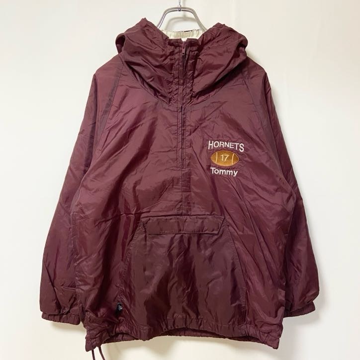 古着 used CHARLES RIVER 長袖ハーフジップナイロンジャケット ワンポイント バック刺繍 HUNTING TOWN拍卖