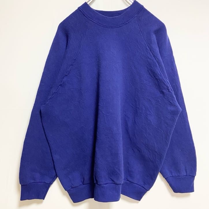 古着 used 90s 長袖無地スウェット クルーネックトレーナー ラグラン袖 ノームコア シンプル ネイビー 紺 ヴィンテージ拍卖