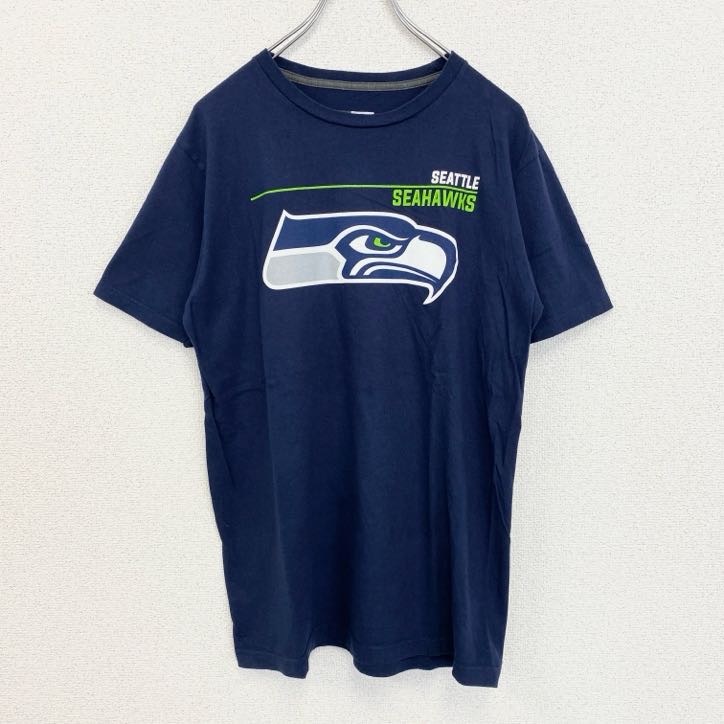 古着 used NFL TEAM APPAREL 半袖プリントTシャツ シアトルシーホークス フットボール ネイビー Mサイズ拍卖