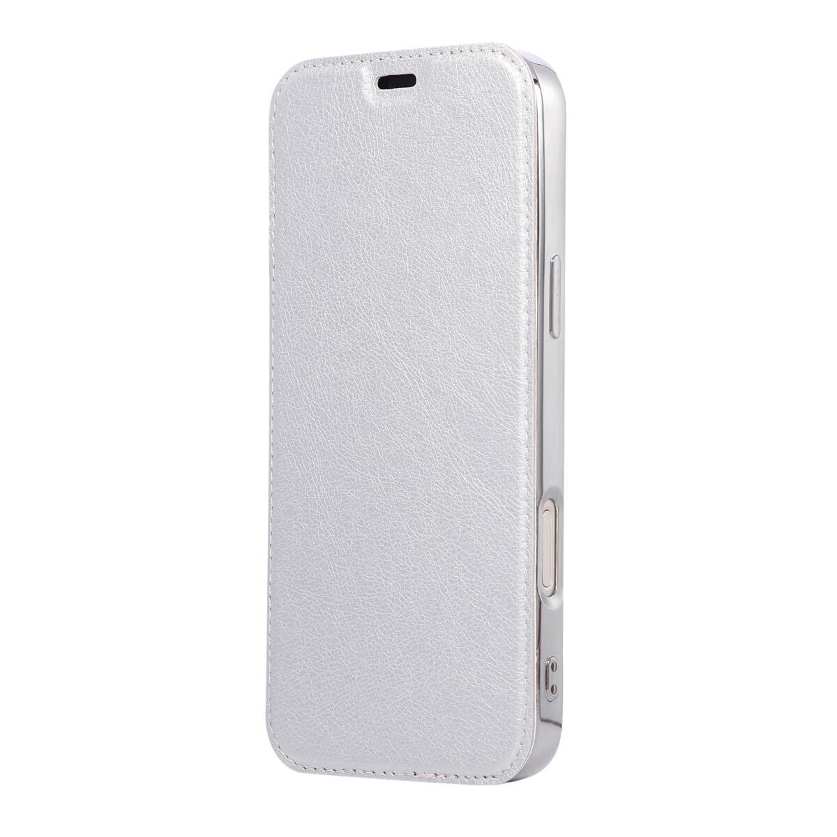 iPhone Air レザーケース アイフォン エアー ケース iPhone Air カバー 手帳型 カード収納 シルバー拍卖