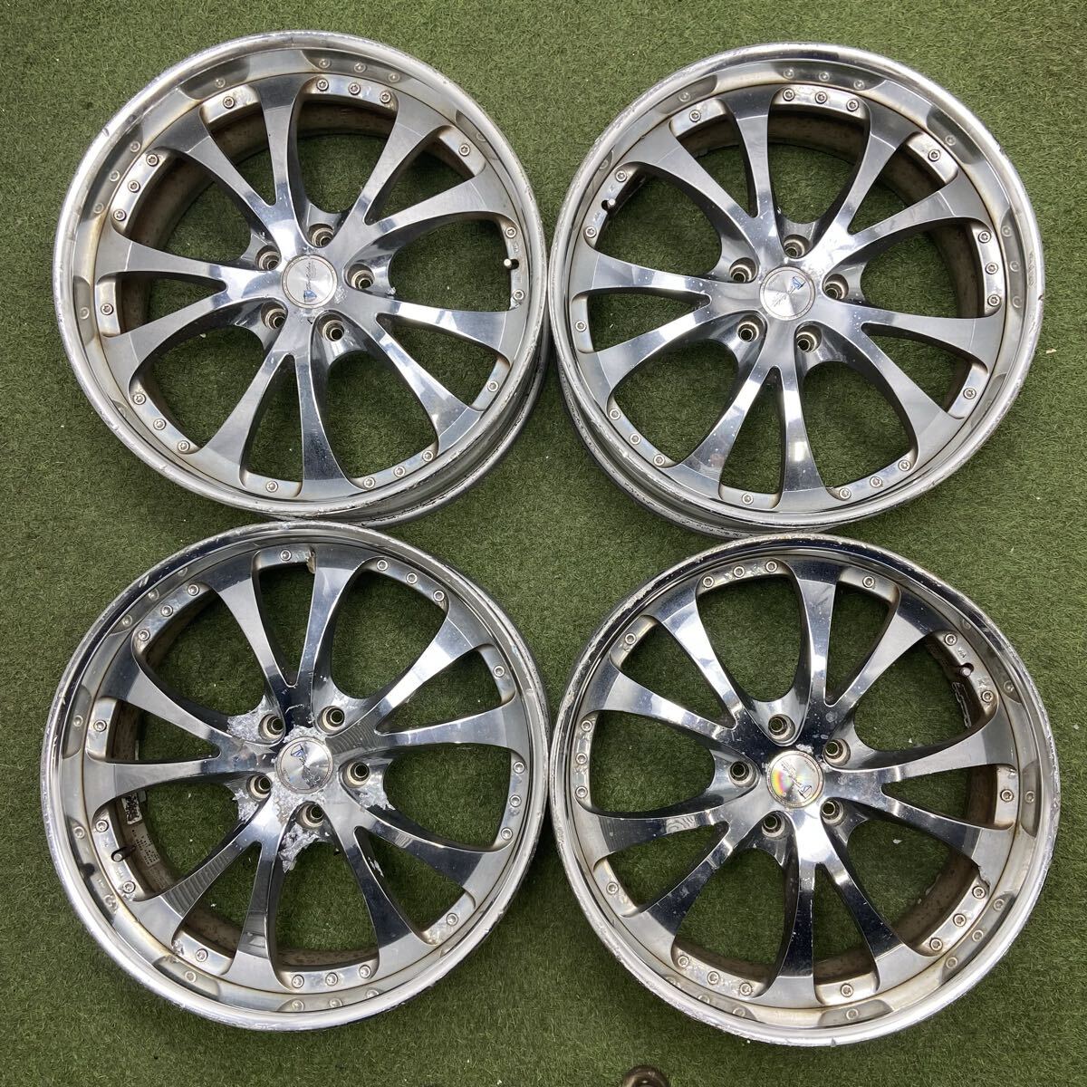 【1191】★メッキ★20インチ 8.0 TRAFFICSTAR RIVER SIDE 20×8.0 ET+35 PCD114.3 5穴 ハブ径73 中古アルミホイール 4本拍卖