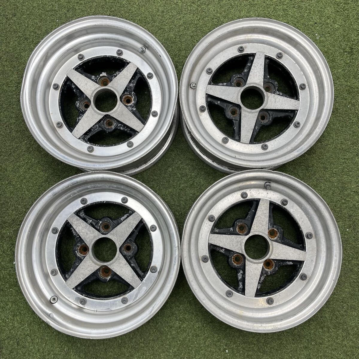 【1210】★旧車 深リム★14インチ WORK ENKEI Equip ワーク 6-JJ×14 10 / 7-JJ×14 -2 PCD114.3 4穴 ハブ径65 中古4本拍卖