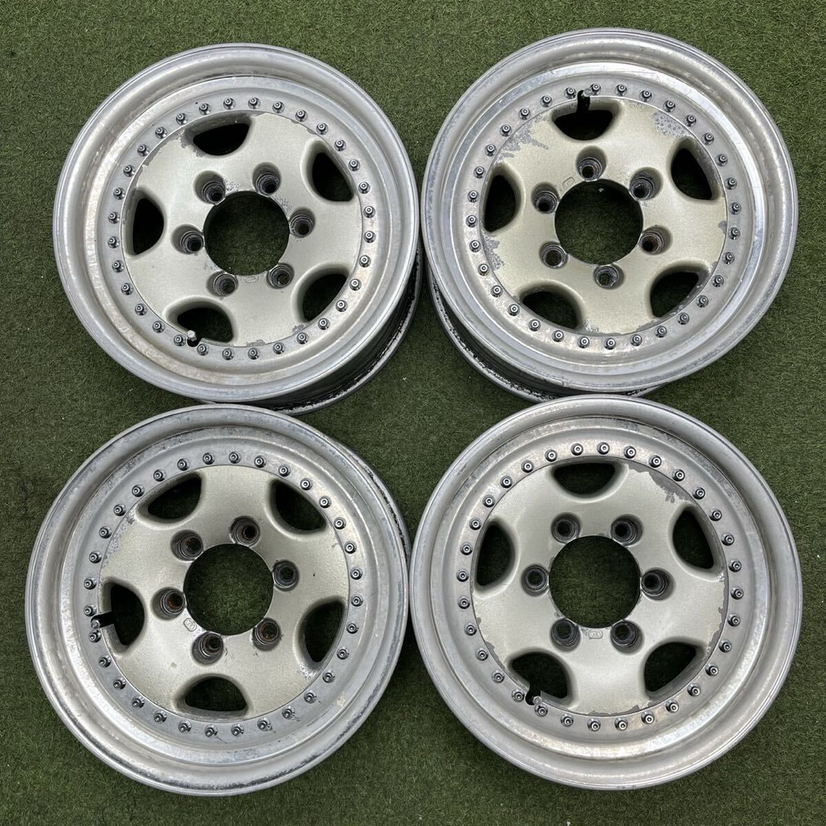 【1213】16インチ 7.5JJ Deerfield? 16×7.5JJ ET+24 PCD139.7 6穴 ハブ径112 中古アルミホイール4本拍卖