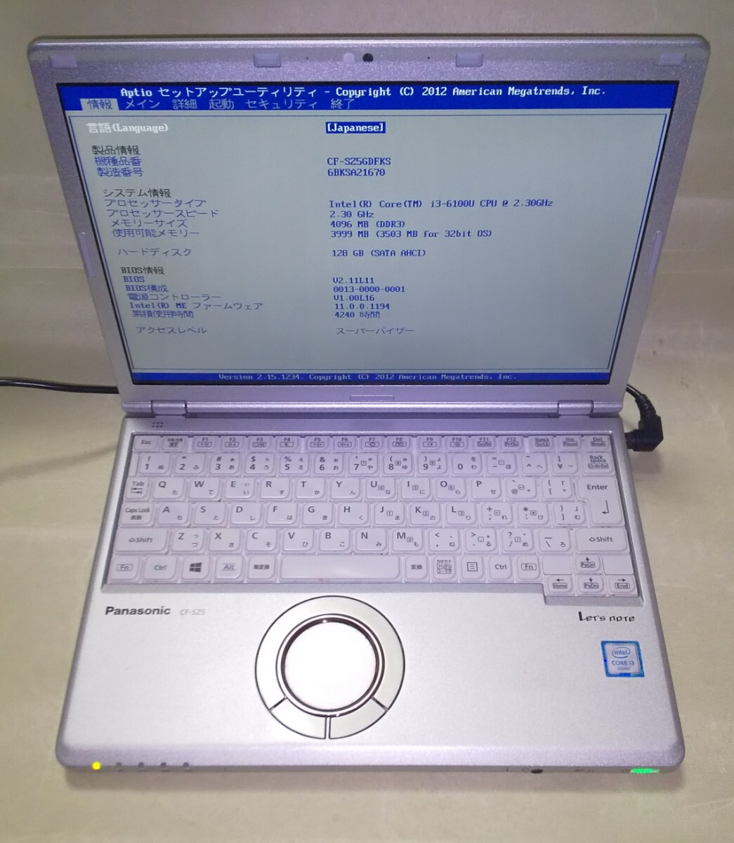 【Bios OK】 Panasonic CF-SZ5 i3-6100U/4GB SSD128GB ②拍卖