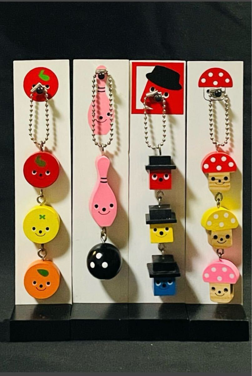 未使用品 昭和レトロ 木製キーホルダー4点セット拍卖