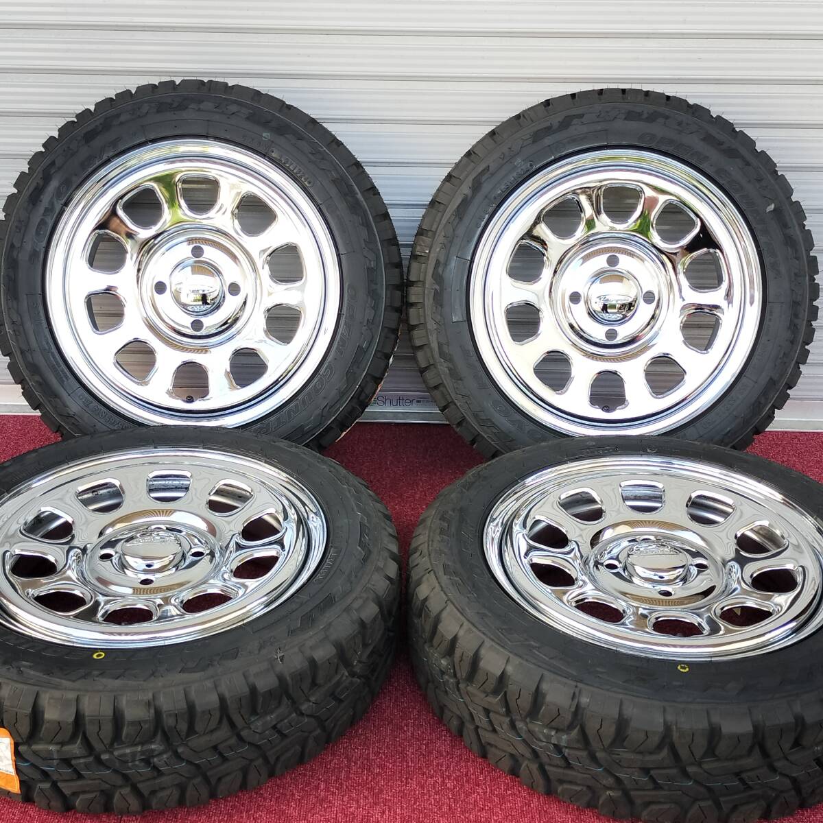 デイトナ G2 クローム 14-5.0J 4H100 +42 トーヨー オープンカントリー R/T 155/65R14 アルト ワゴンR タント ミライース N-BOX 01-2468S拍卖