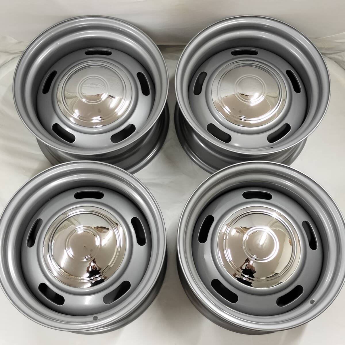 ラリーホイール スチールグレー 15-8.0J 5H127/139.7 +0 4本セット シェビーバン キャデラック エクスプレス ダッジラム アメ車 01-2439S拍卖