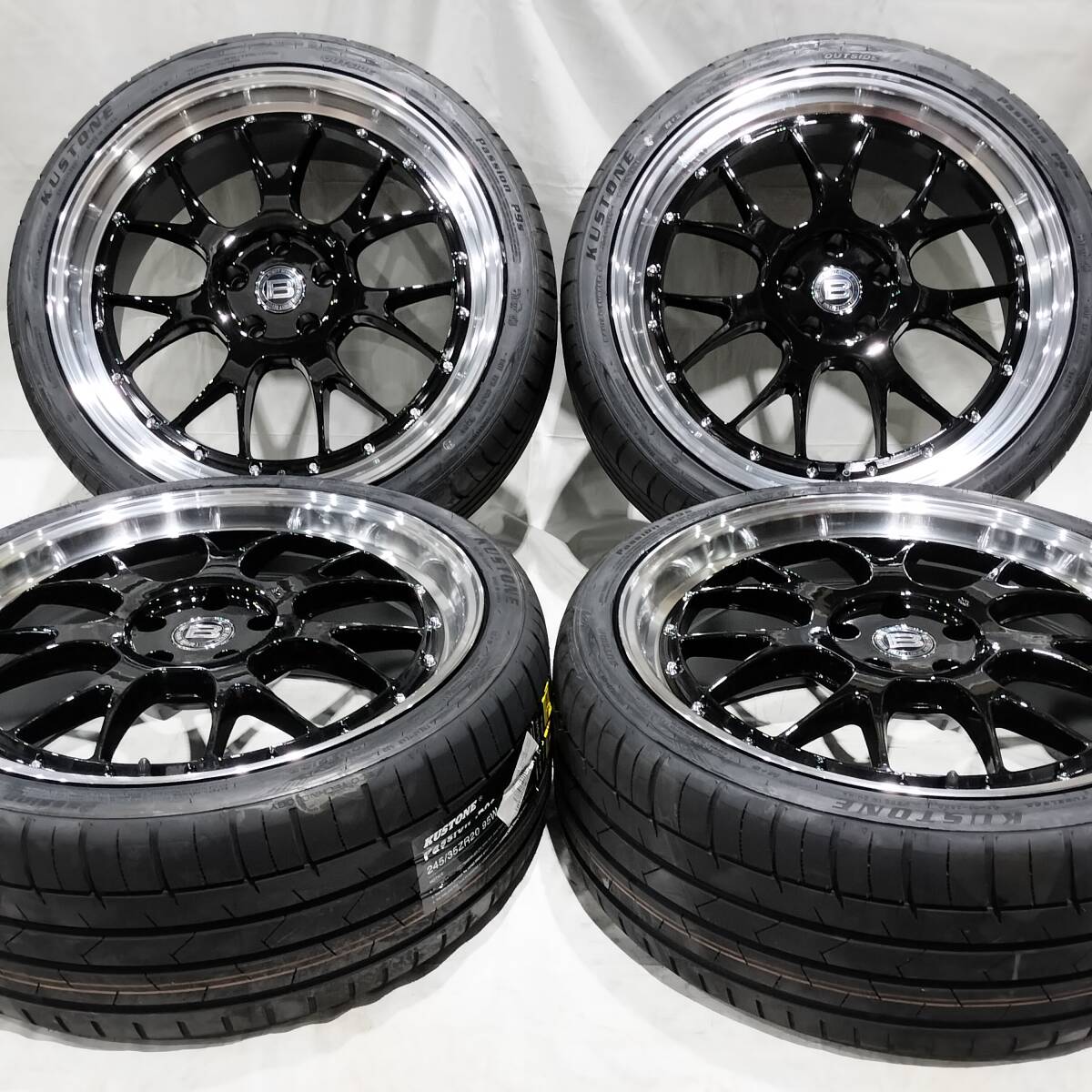 深リム BEYONDI AM01 ブラック/マシンリム 20-8.5J +43 5H114.3 KUSTONE 245/35R20 60プリウス C-HR アルファード ヴェルファイア 01-2534拍卖