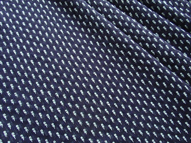即決♪3m 格子織りシフォン ミニフラワー ネイビー 巾方向ストレッチ 透過あり♪拍卖