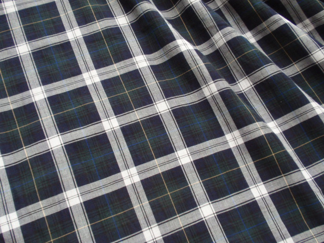 即決♪3mタータンチェック ネイビー グリーン 薄地コットン 綿100%♪拍卖