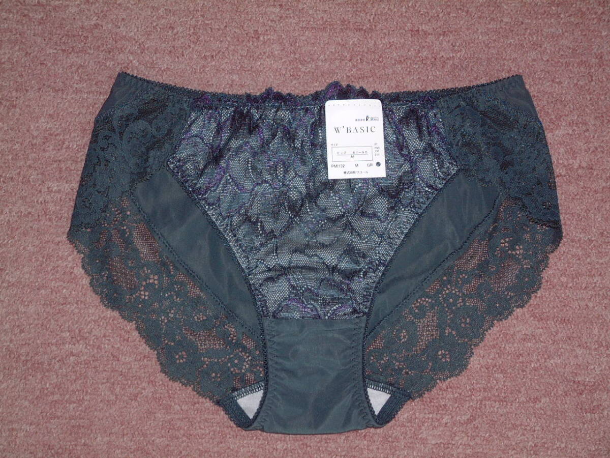 ★送料込み ★ワコール W'BASIC フロントにストレッチレースをストレートにほどこしたショーツ Mサイズ PMI132 GR拍卖