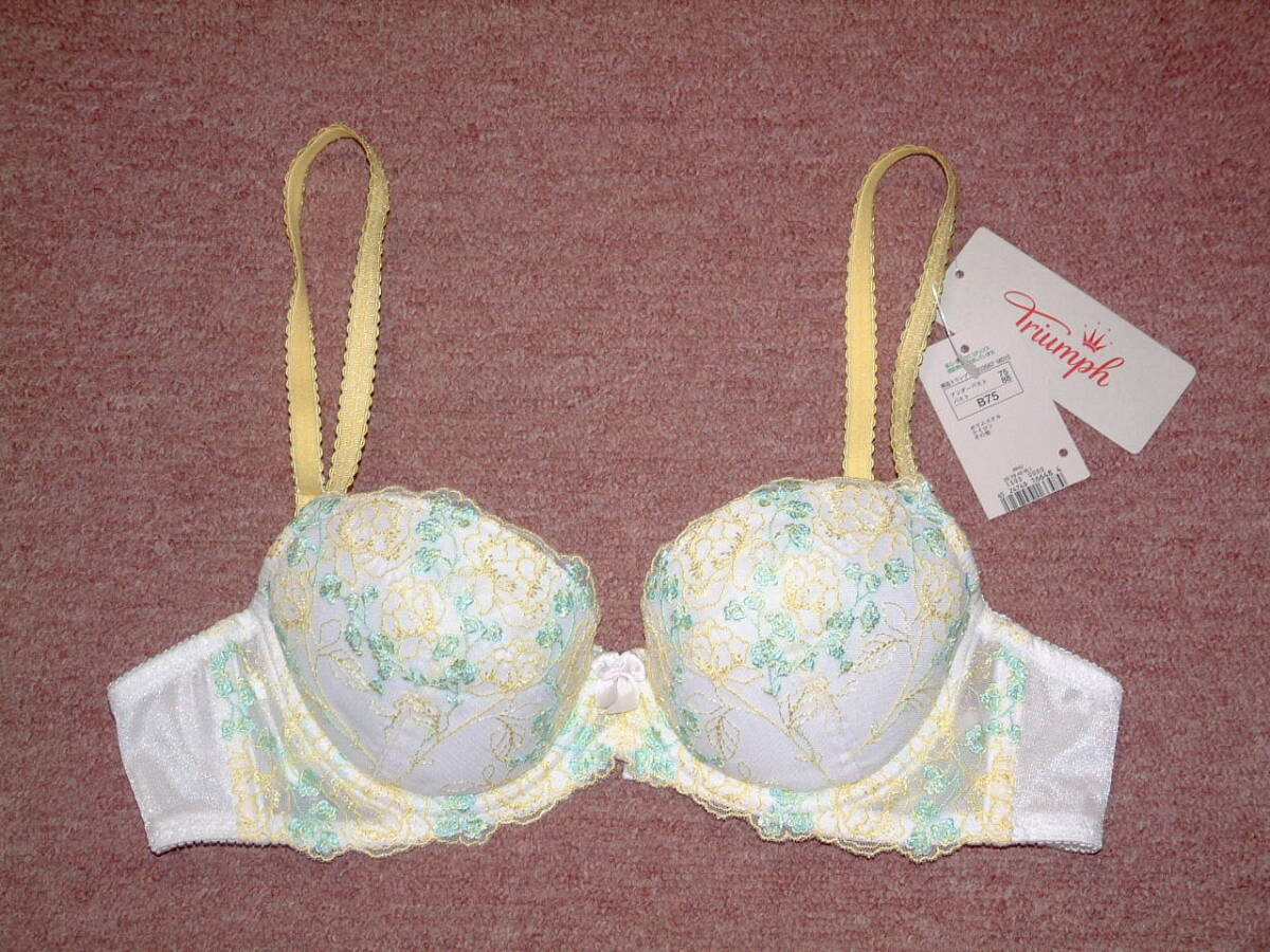 ★B75 ★ トリンプ Triumph ブラジャー きれいな花柄の刺繍を施したブラ WHU 25 Y9 A5 RL1 M015★拍卖