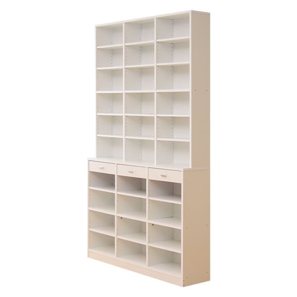 収納力抜群!120cm幅引き出し付きハイタイプ本棚【-Classia-クラシア】ETD-120-WH ホワイト拍卖