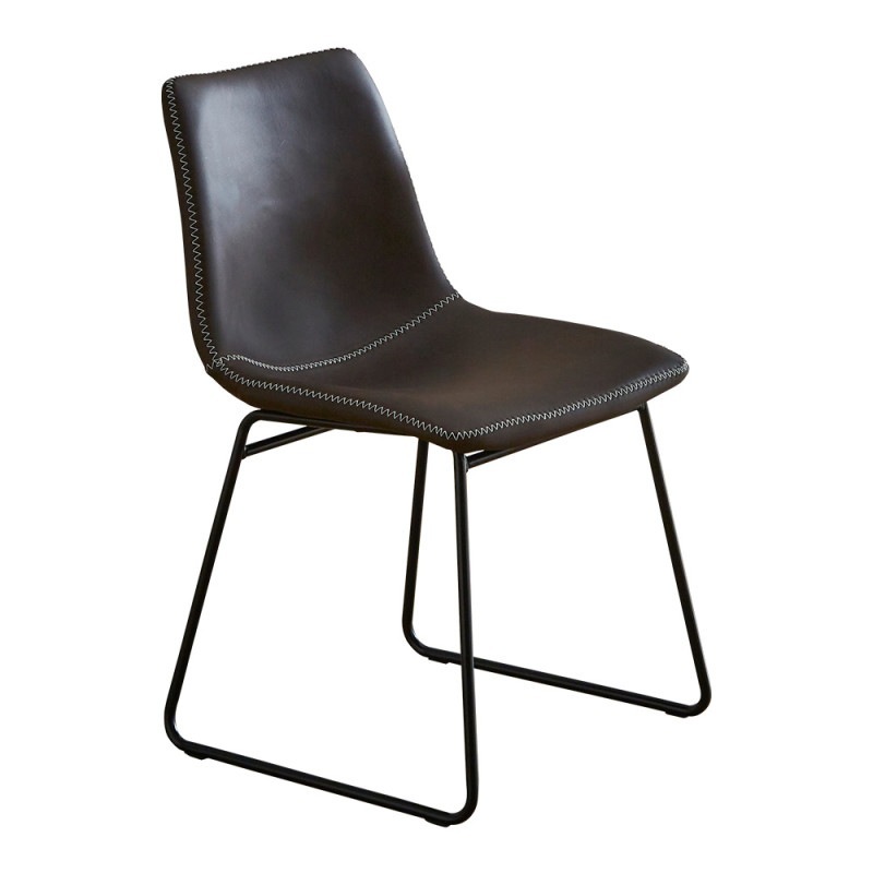 ヴィンテージレザー調 スクエアチェア 2脚セット【SETH】 SH-24-3931-DBR ダークブラウン拍卖