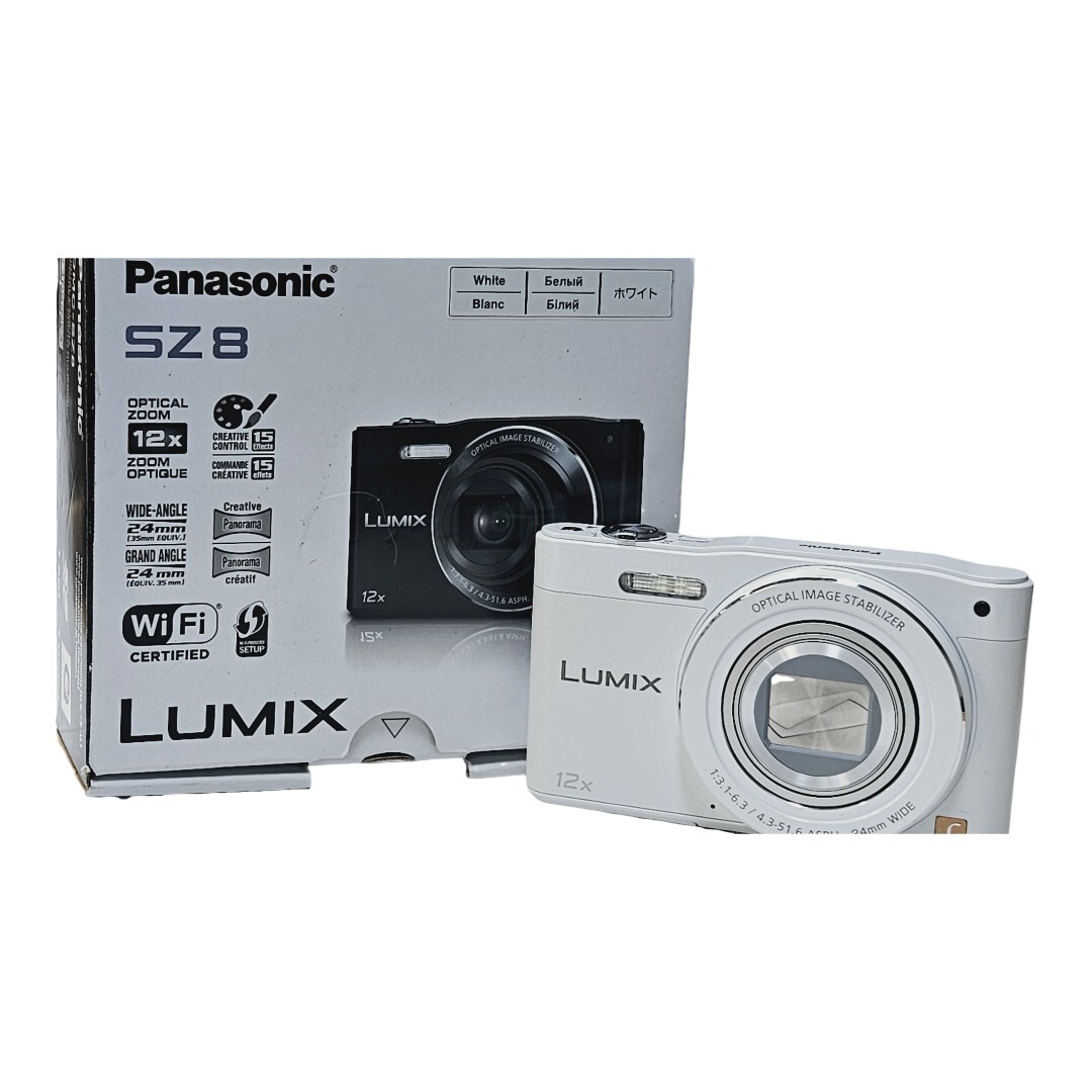 【美品 返品保証】 【元箱付き】 パナソニック Panasonic Lumix DMC-SZ8 ホワイト コンパクトデジタルカメラ Z3180拍卖
