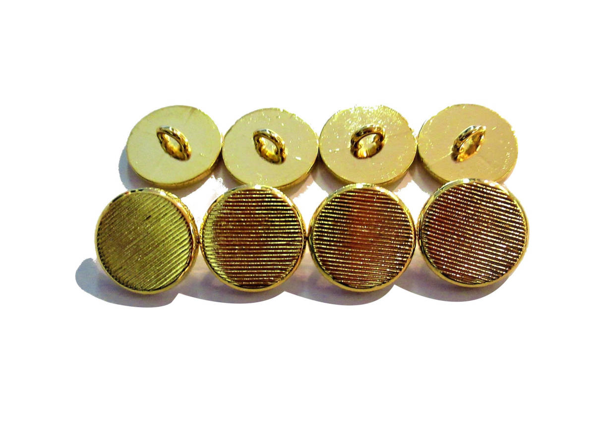 手芸 和洋裁用釦 ボタン ジャケット用 金ボタン ストライプ柄メタルゴールド金属(15mm8個入り)13bbz15-13拍卖