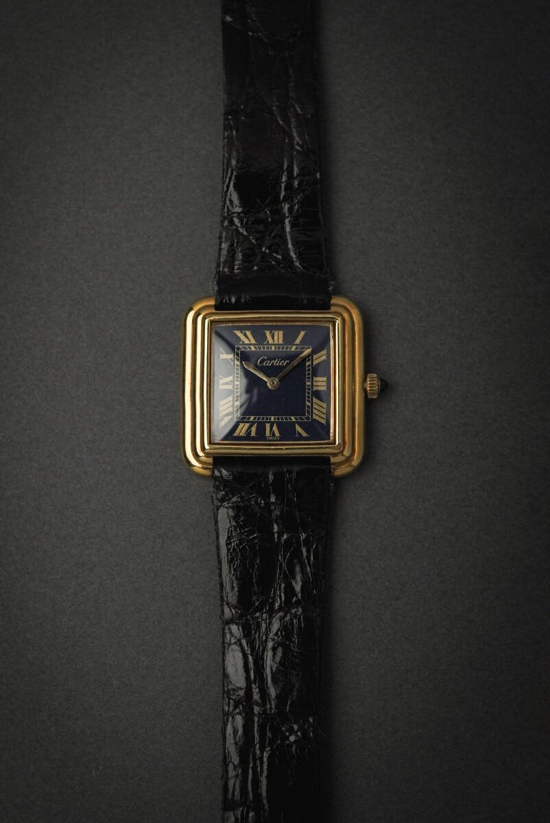 【Vintage】 Cartier カルティエ プレマスト ステップドスクエアSM ネイビーブルー文字盤拍卖