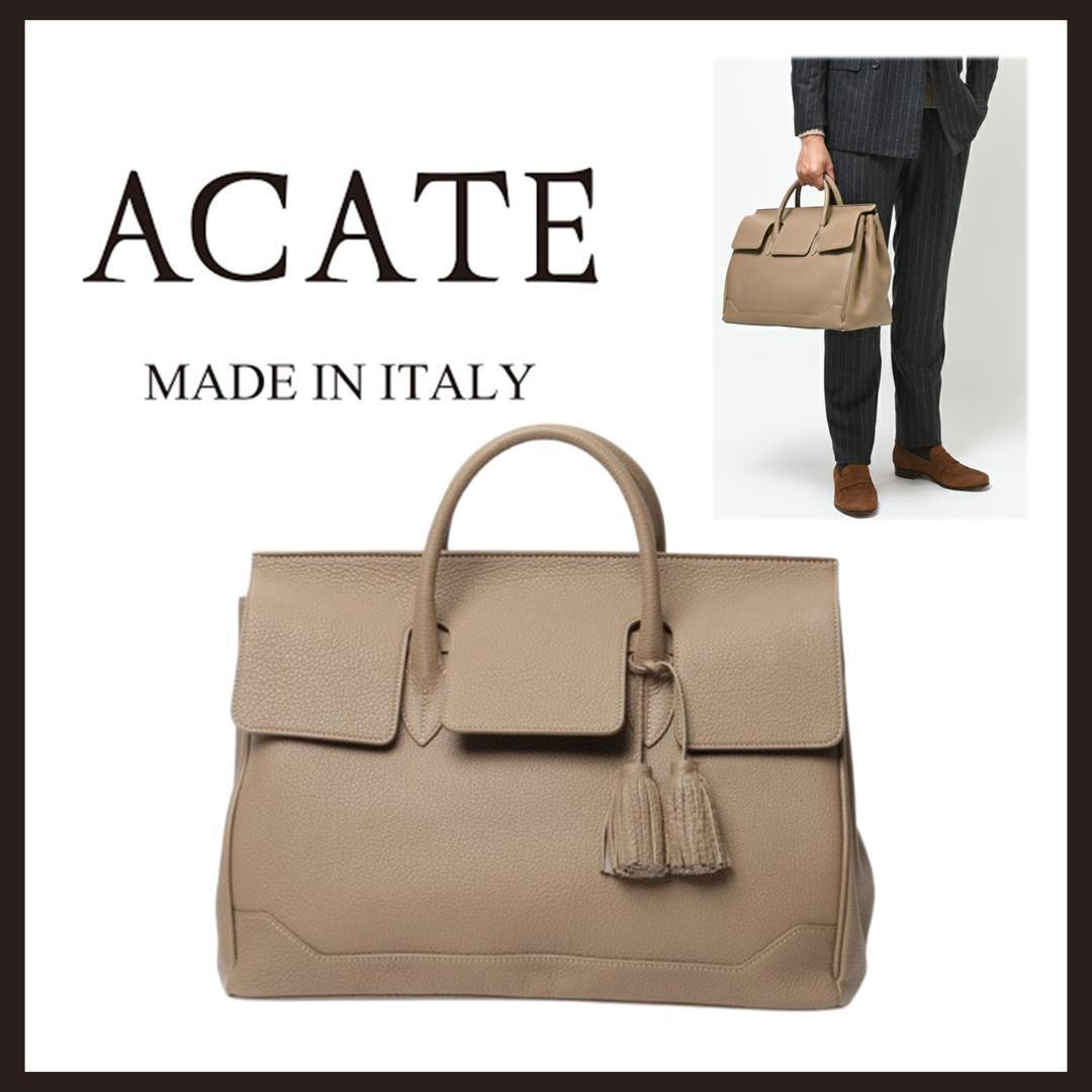 ○★新品 未使用 ACATE オストロ S シュリンクレザーボストンバッグ ベージュ(アカーテ)○●拍卖