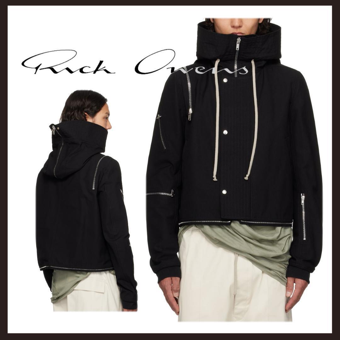 ○★新品 未使用 リックオウエンス クロップド マウンテンパーカー ブラック M【RICK OWENS】カデットフード 防風立襟ジャンパー○●拍卖