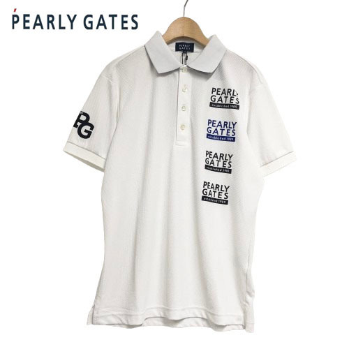 ○★新品未使用 PEARLY GATES(パーリーゲイツ) ロゴプリントポロシャツ 4 ホワイト★○拍卖
