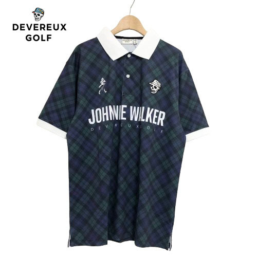 ○★新品未使用 DEVEREUX GOLF×Johnnie Walker タータンチェックポロシャツ L ブルー×グリーン★○拍卖
