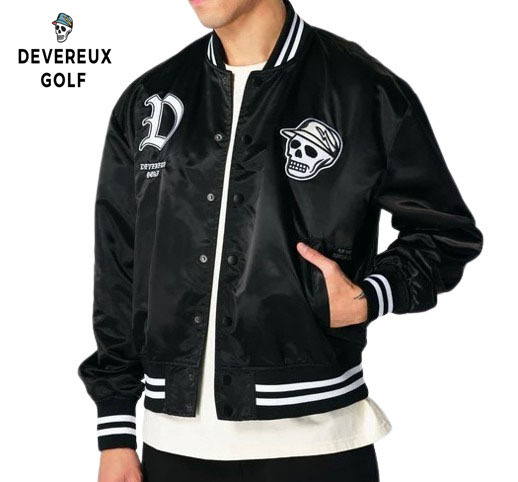 ○★新品未使用 DEVEREUX GOLF(デヴァローゴルフ) ボンバージャケット S サテンブラック★○拍卖