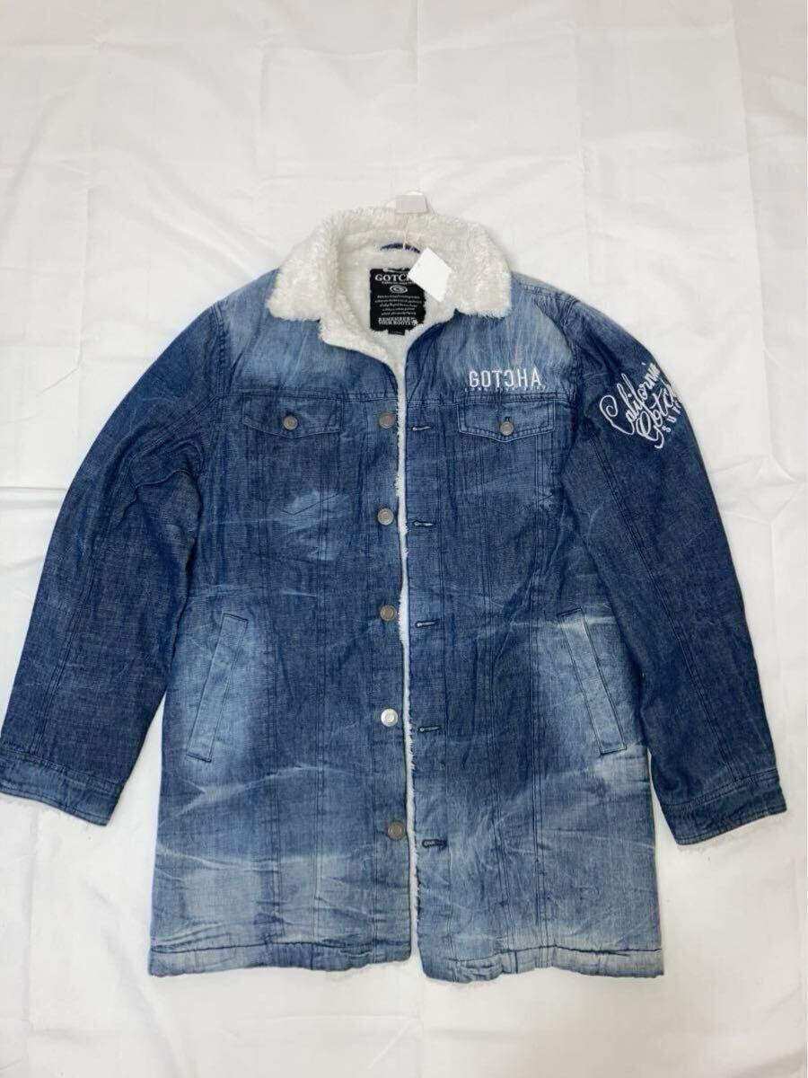 セール GOTCHA製 ガッチャ インディゴ デニムハーフ丈ジャケット ボア203G1709 Sサイズ拍卖