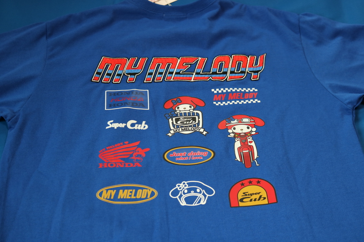 HONDA×MY MELODY Tシャツ メンズ L 青 ホンダ マイメロ サンリオ Supe Cub 新品 未使用 拍卖