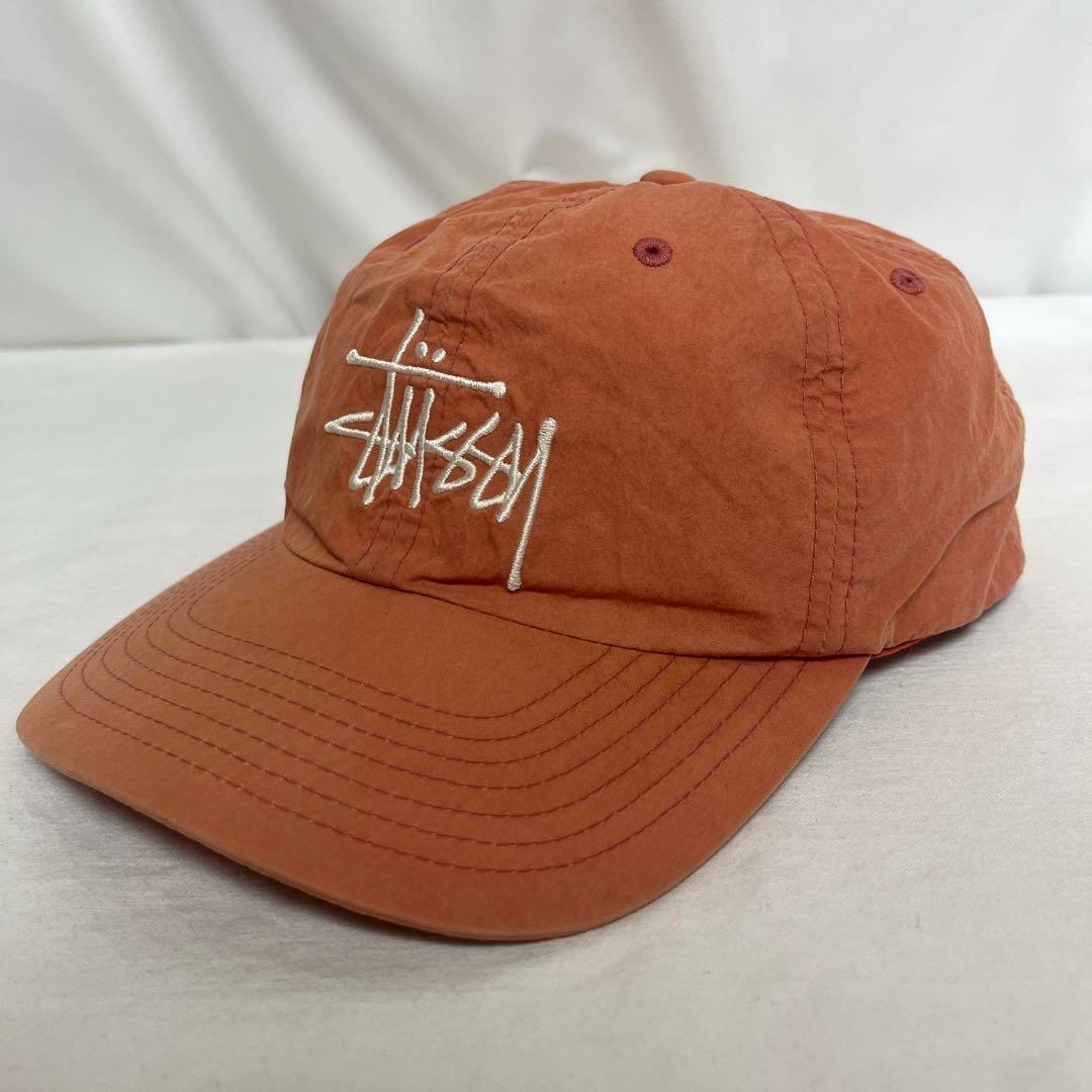 stussy バイオウォッシュ ビッグロゴ キャップ オレンジ拍卖
